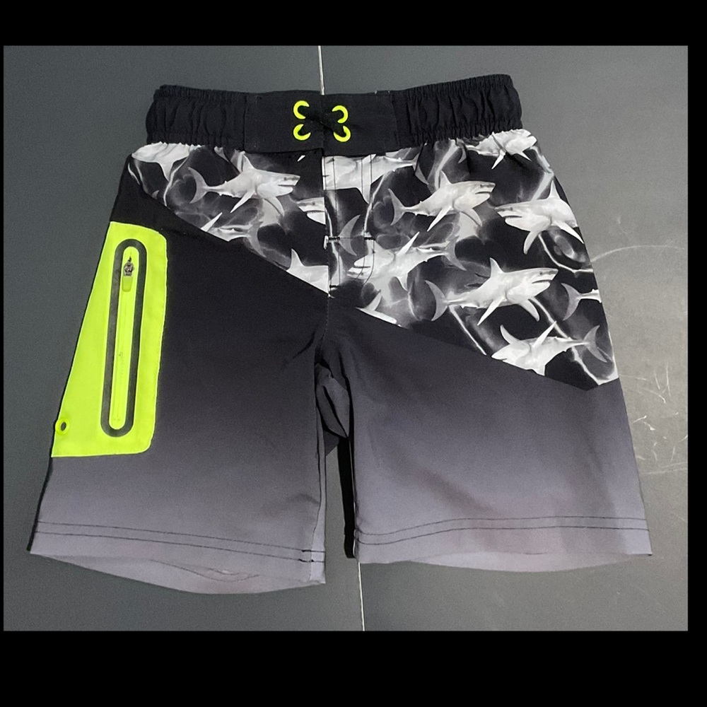 Old Navy Black/Neon Yellow swim trunks - NWOT